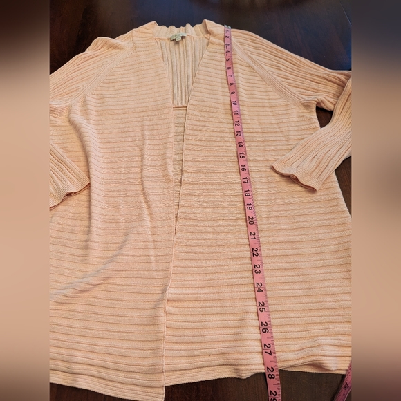 Talbots long open cardigan sweater, size Large, peach - Picture 3 of 8